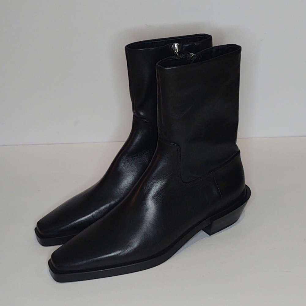 Zara Black Pointed Toe Cowboy Booties
